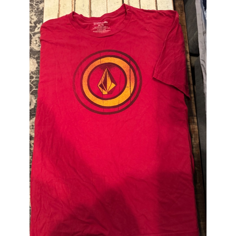 Volcom Mens XXL Red Graphic T-Shirt Short Sleeve Cotton Stone Logo Tee
